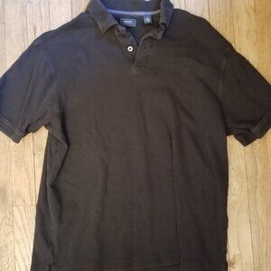Arrow Black Polo Shirt with Textured Knit and Short Sleeves